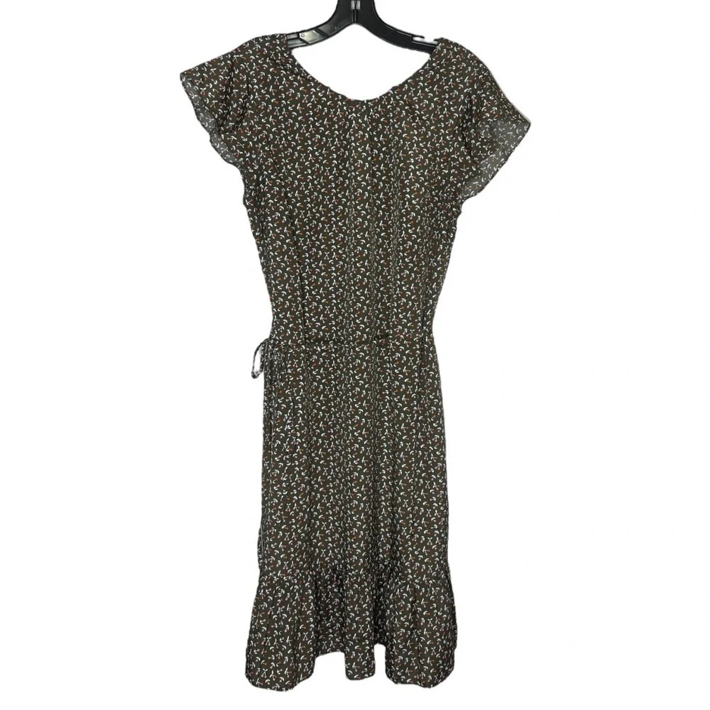 Boden Cynthia Cherry Print Dress Women’s 10L 10 L Flutter Sleeves Tie Belt
